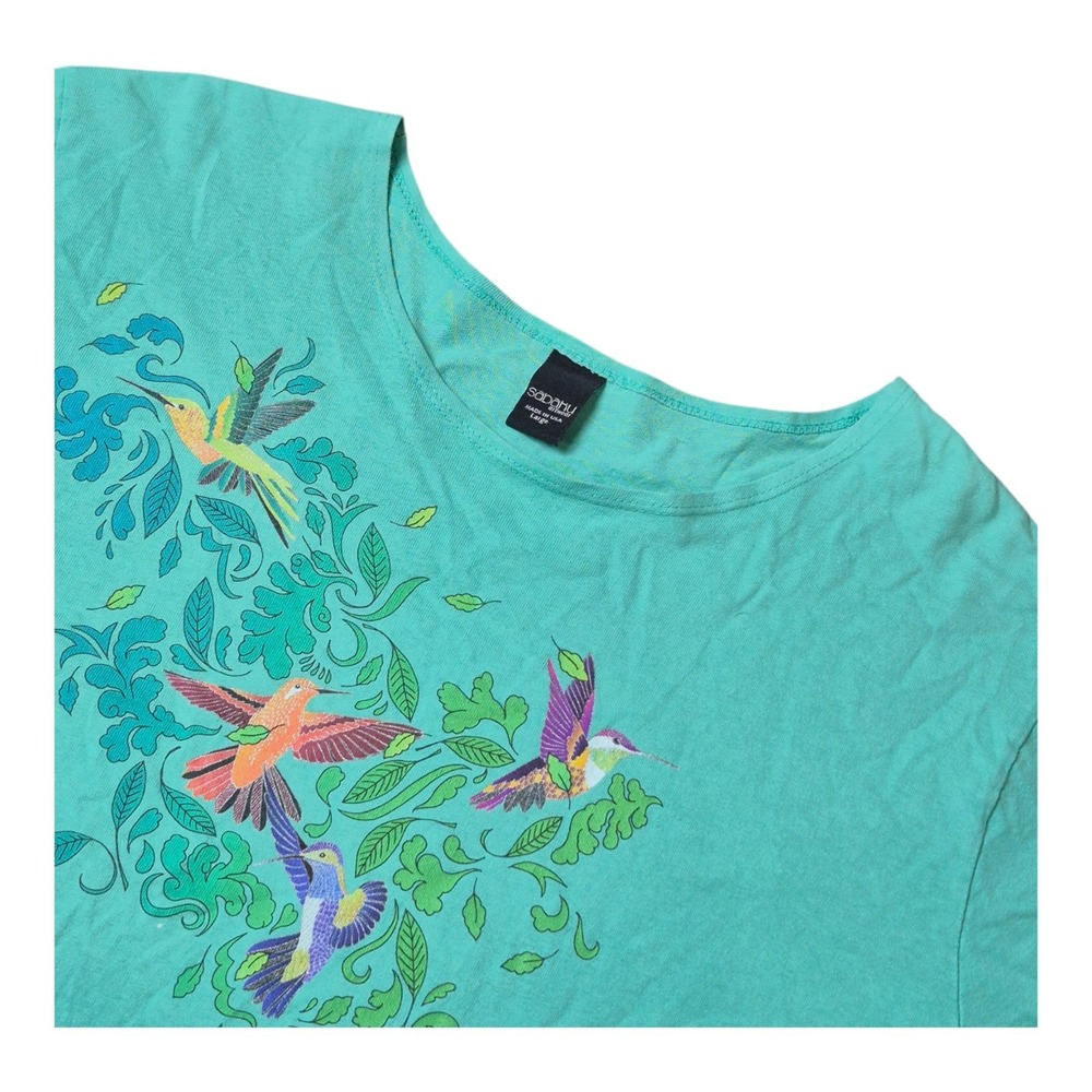 Sabaku Women's L Windblown Hummingbird Graphic Shirt 3/4 Sleeve Made in USA